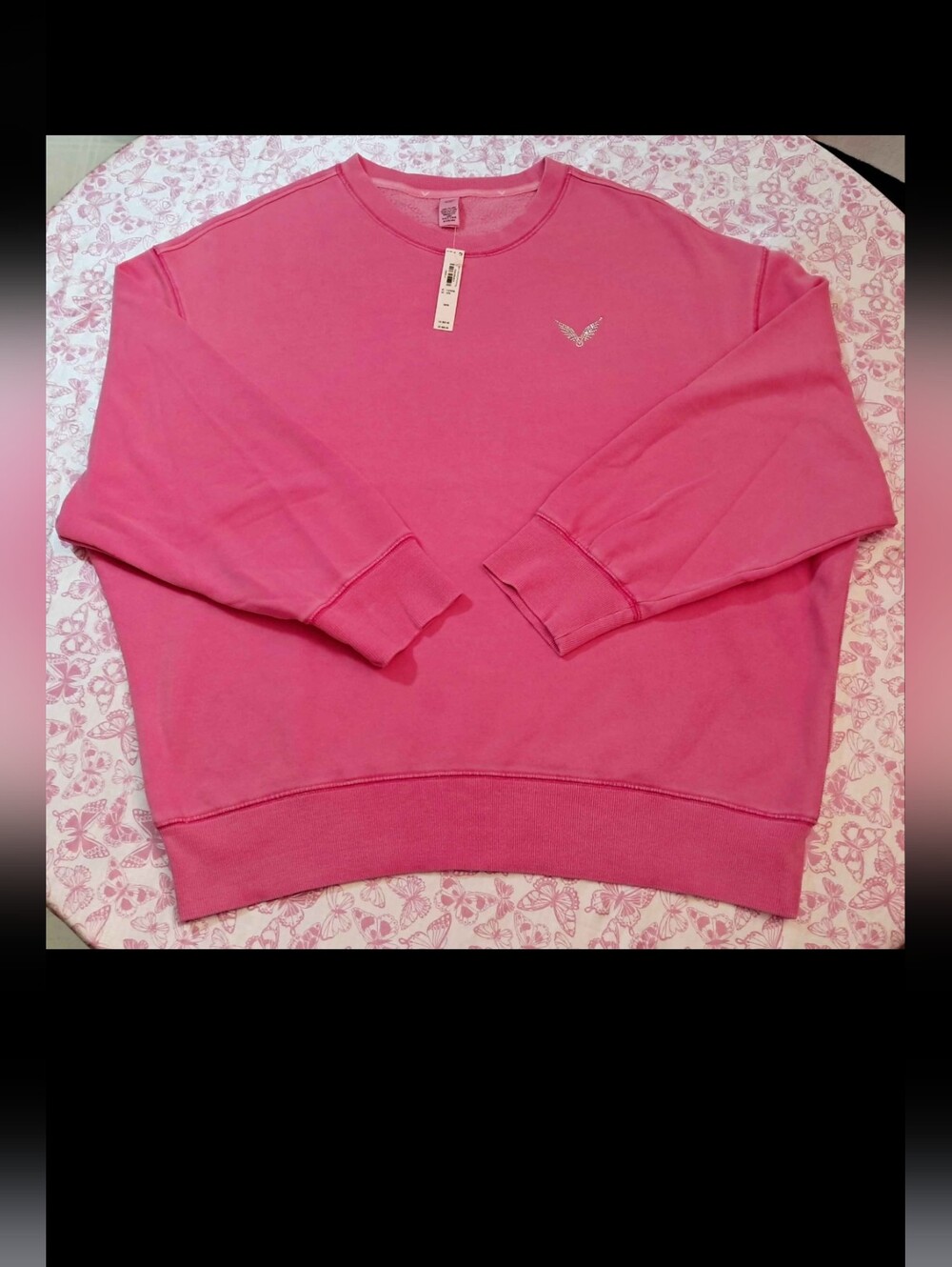 New Victoria's Secret Hollywood Pink Angel Essentials Iconic Fleece Sweatshirt M - Picture 2 of 6